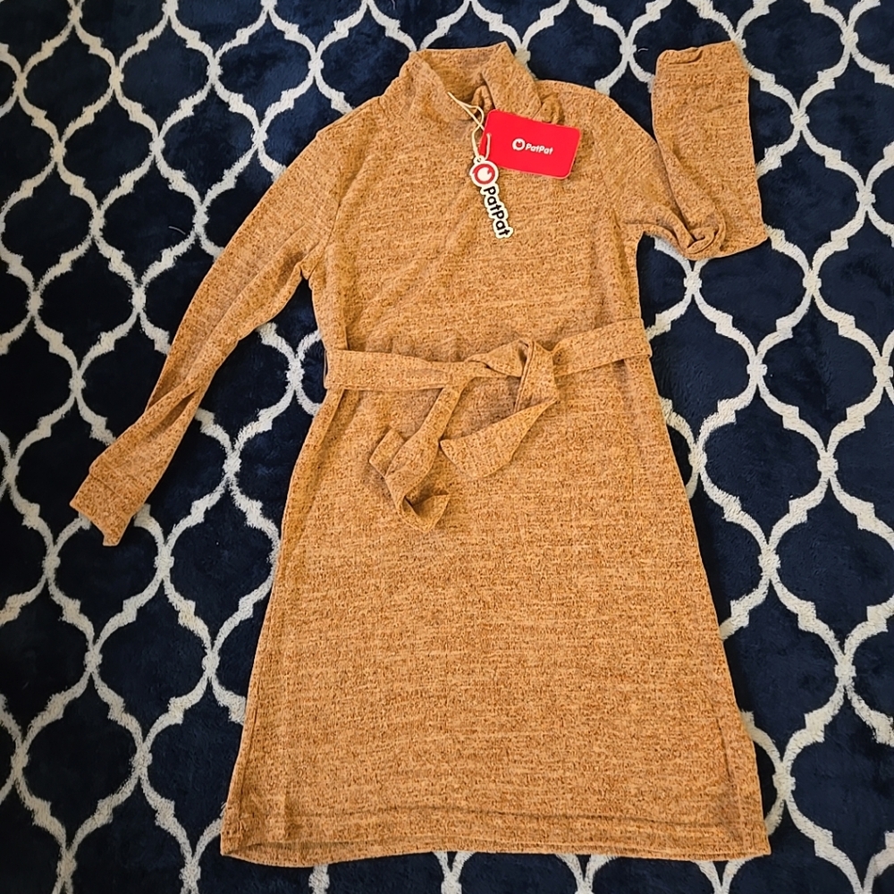 7-8 Years Girls Long Sleeve Dress With Belt
